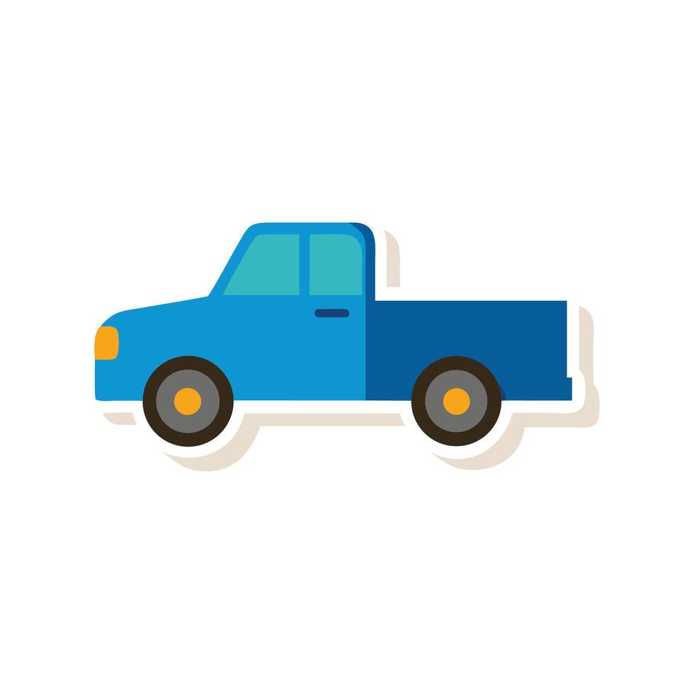 Stylized Blue Pickup Truck Isolated on Black Background vector