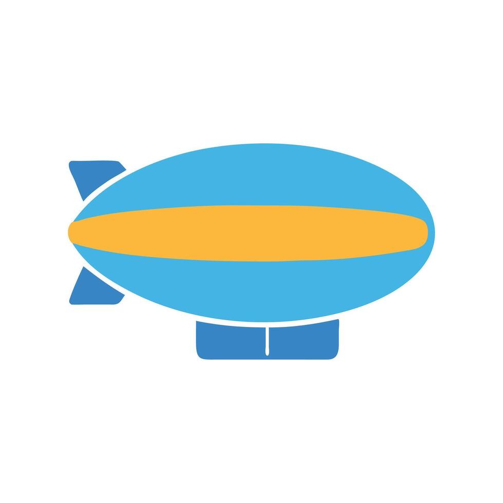 Blue and yellow airship illustration on black background vector