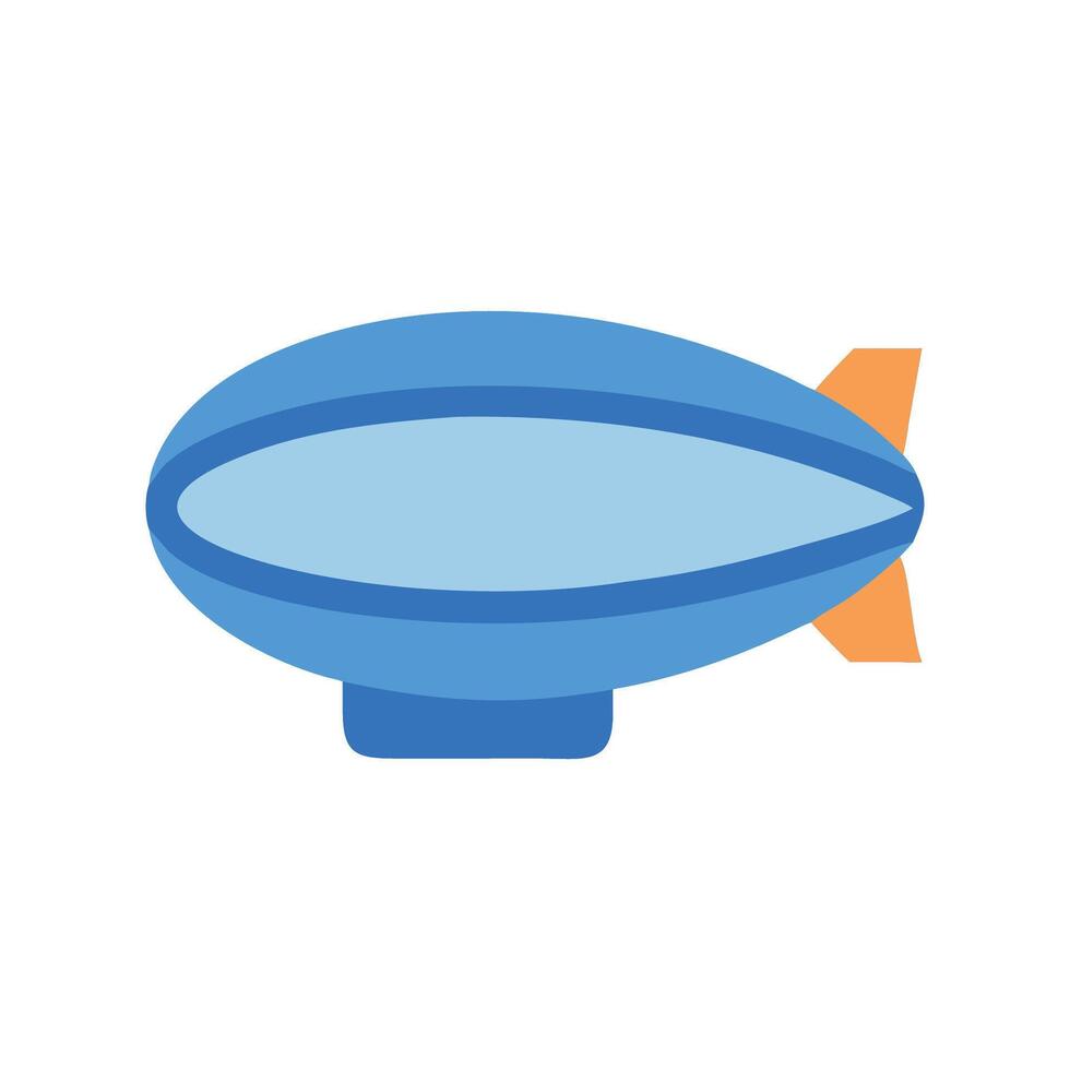 Cartoon Blue Airship Illustration on a Black Background vector