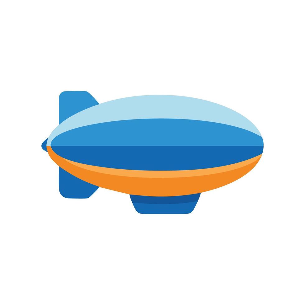 Cartoon Blue and Orange Blimp Illustration on Black Background vector