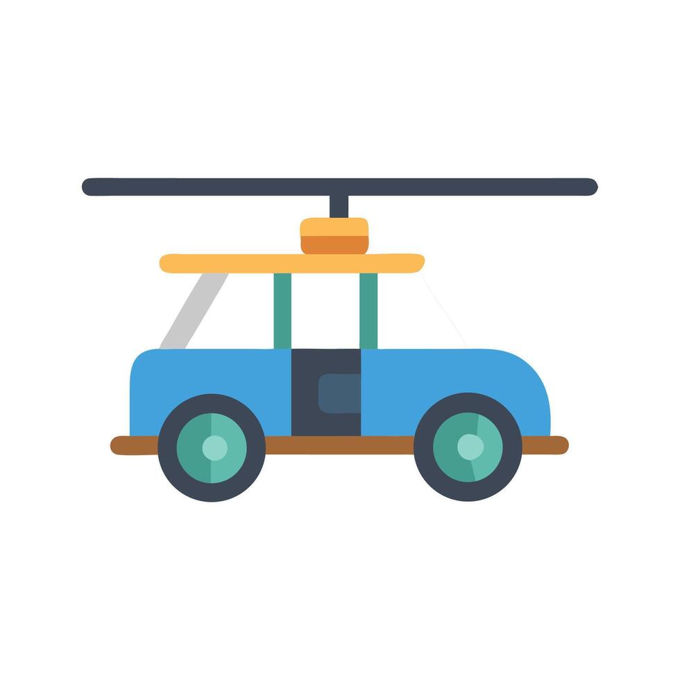 Cute Car Illustration Blue, Minimalist Style on Black Background vector