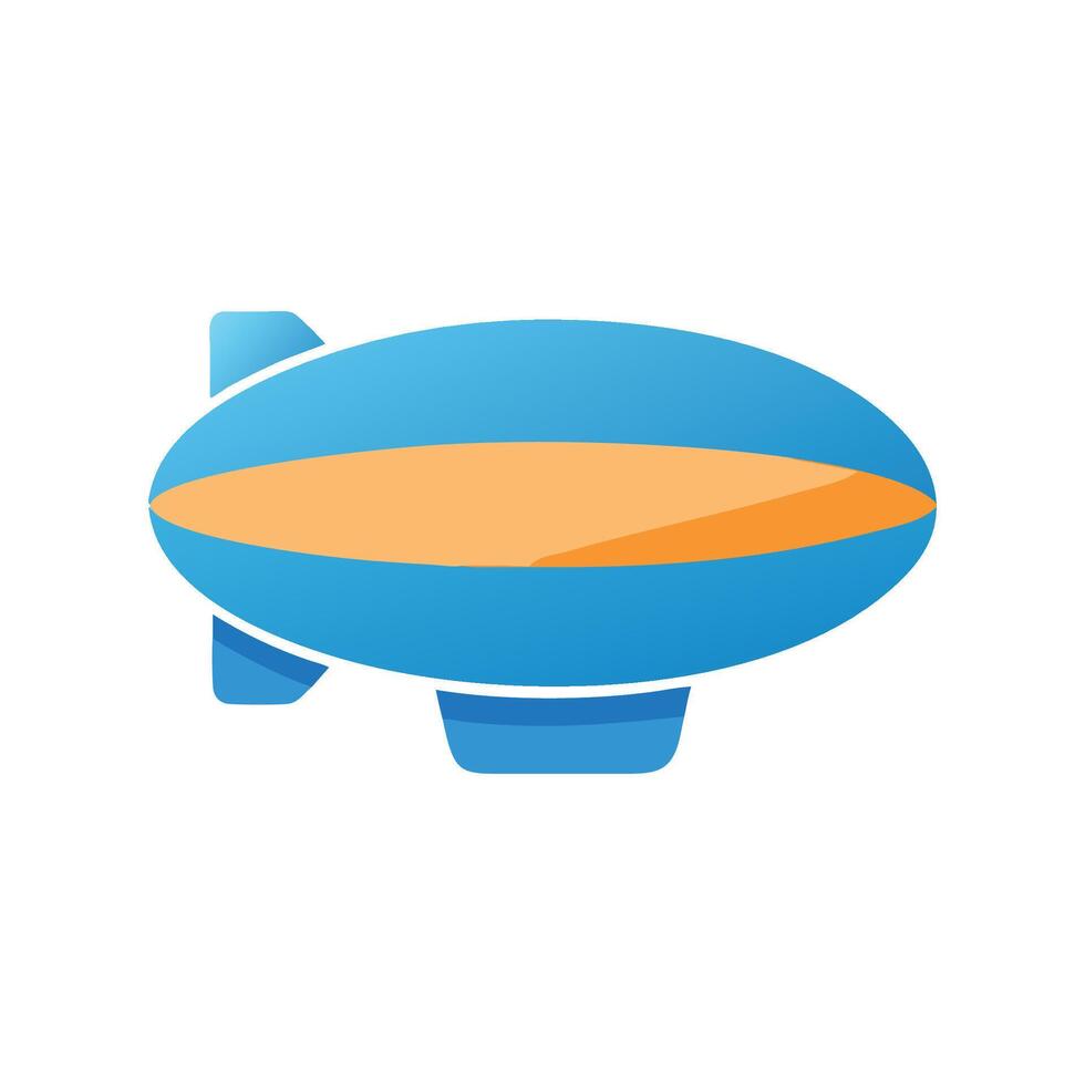 Cartoon Blimp Illustration in Blue and Orange Colors vector