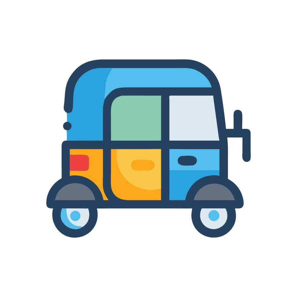 Colorful Auto Rickshaw Illustration, Asian Vehicle Icon vector
