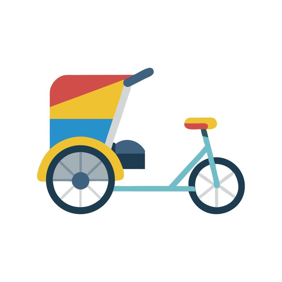 Colorful cargo tricycle illustration isolated on black background vector