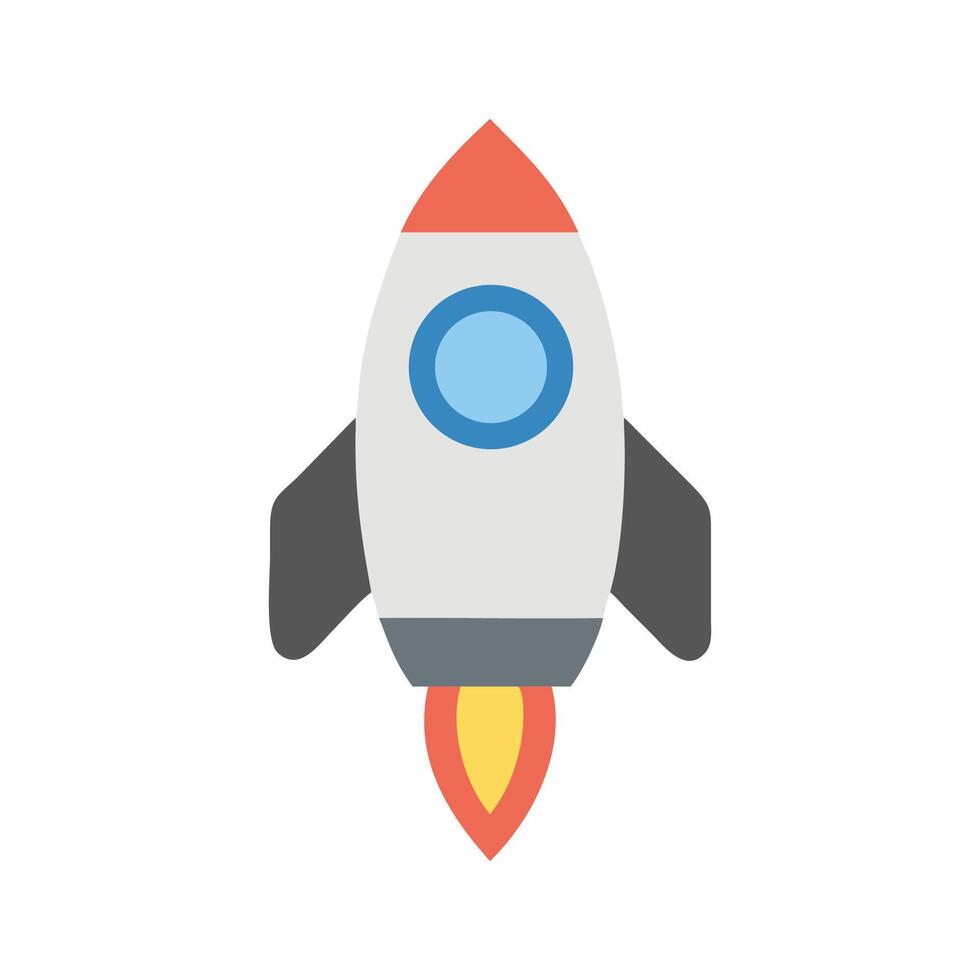 Illustration of a cartoon rocket launching into space vector