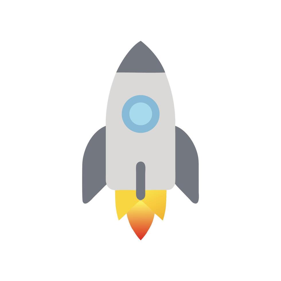 Rocket ship launching into space, icon on black vector