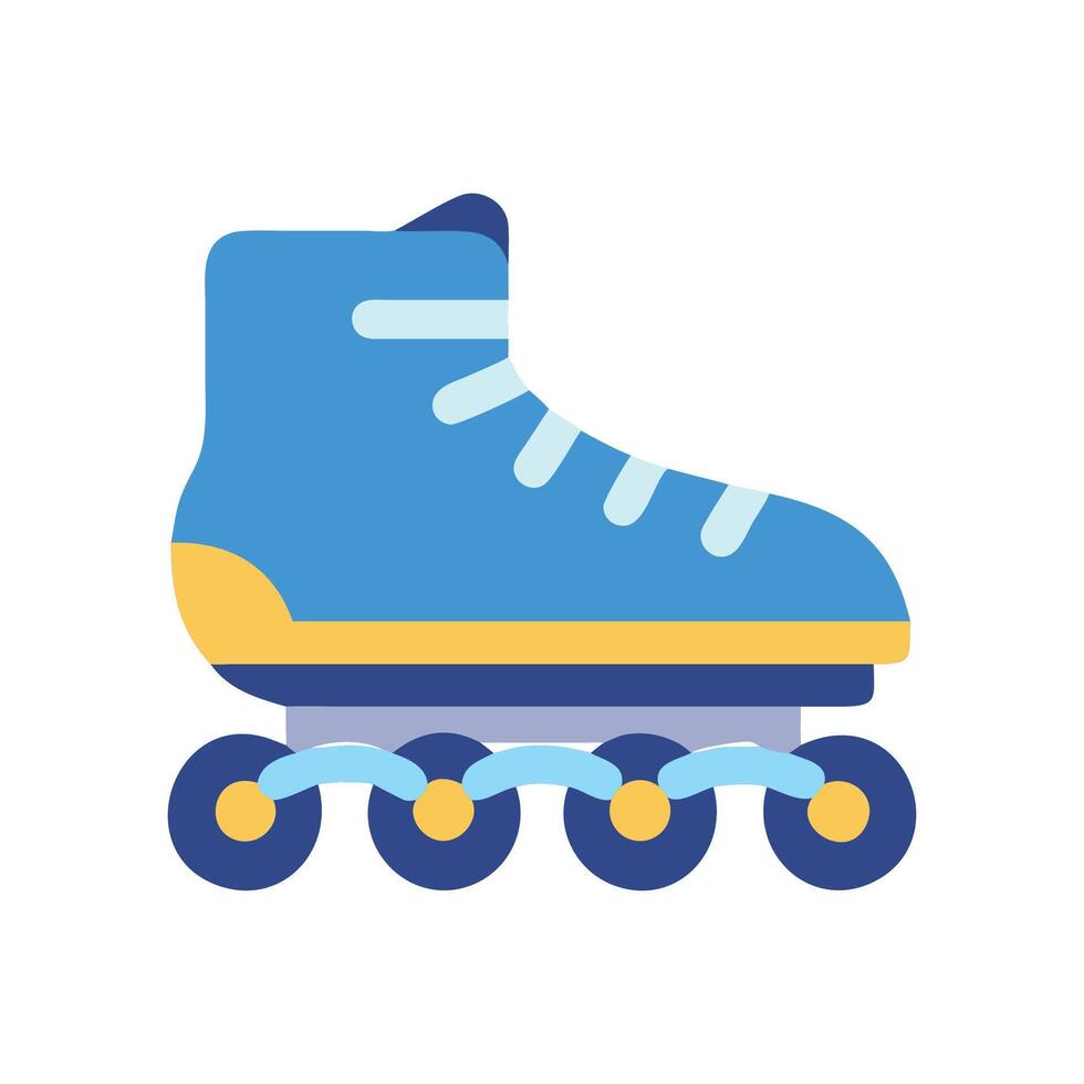 Blue roller skate icon on black background design vector