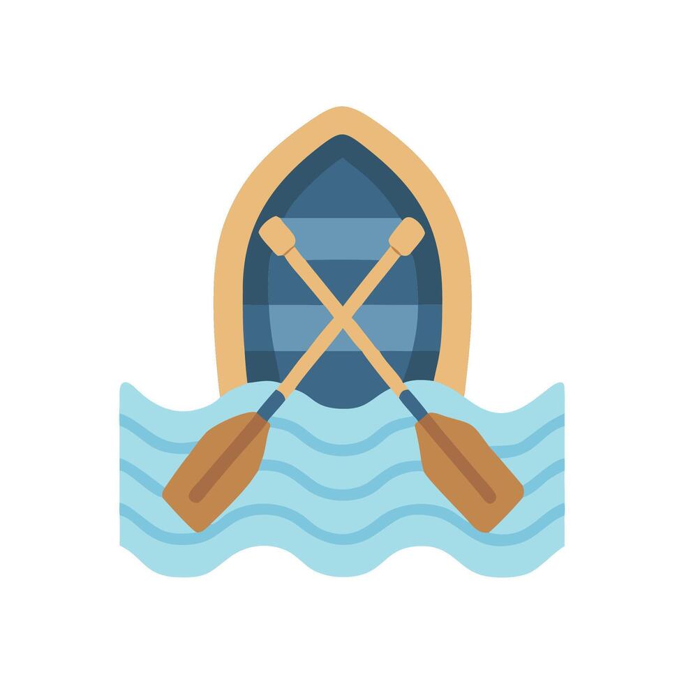 Rowboat with oars on the water illustration vector