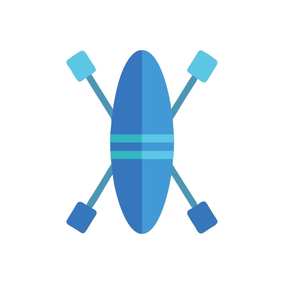 Blue kayak icon with paddles, adventure illustration element vector
