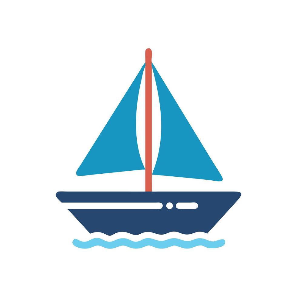 Sailboat icon on black background, nautical travel concept vector