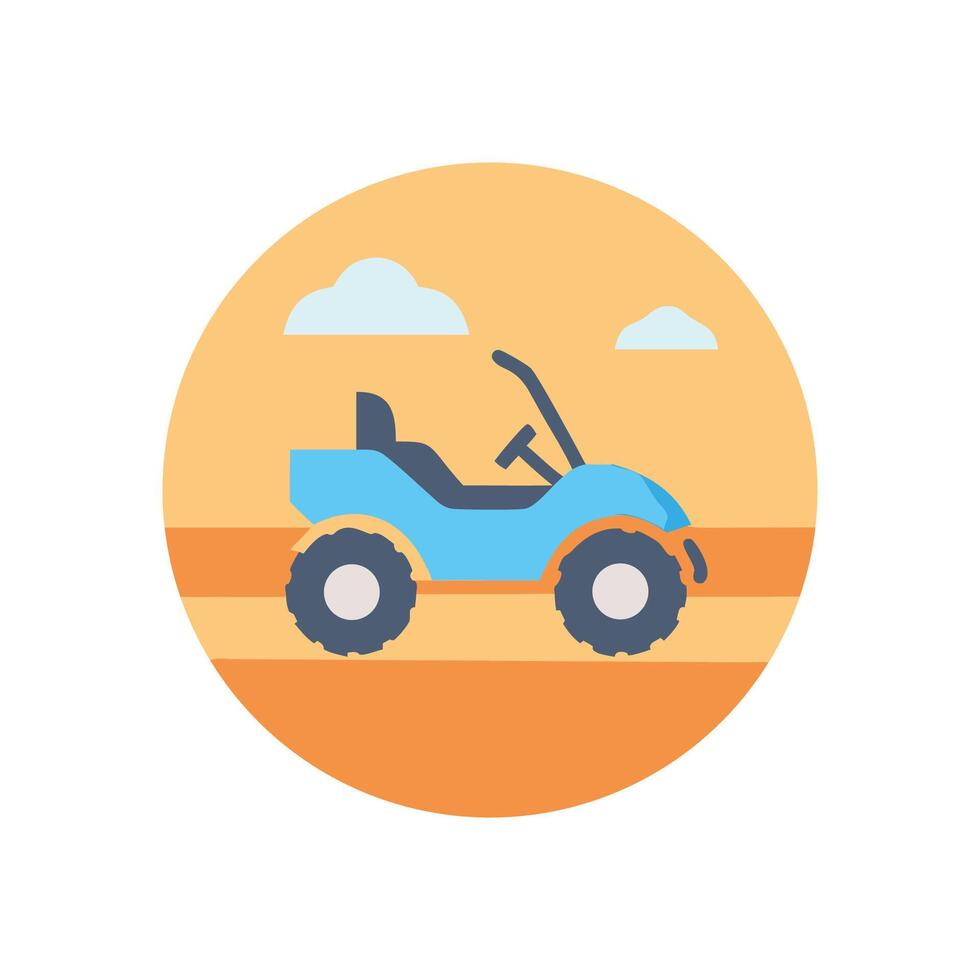 Blue offroad buggy car with cloud on background vector