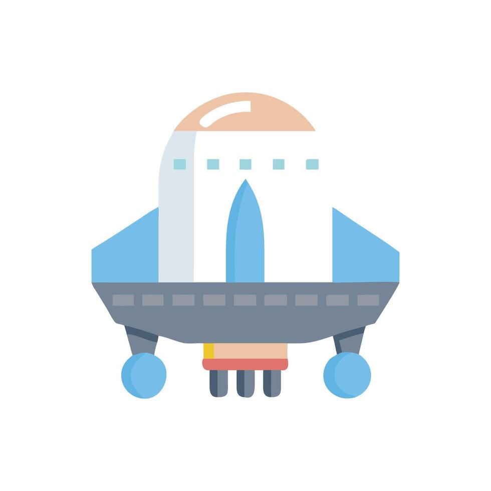 Cartoon UFO Spaceship Alien Vehicle Illustration on Black vector