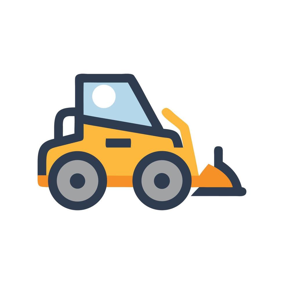 Cute Minimalist Skid Steer Loader Icon for Construction vector