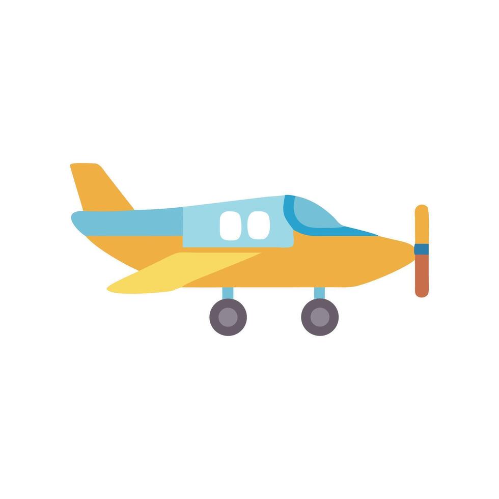 Simple yellow and blue airplane on a black background vector