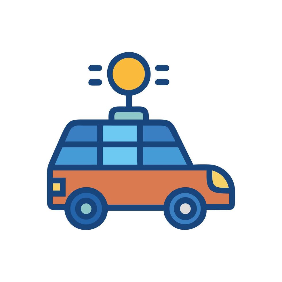 Cute Cartoon Car with Antenna, Isolated on Black vector