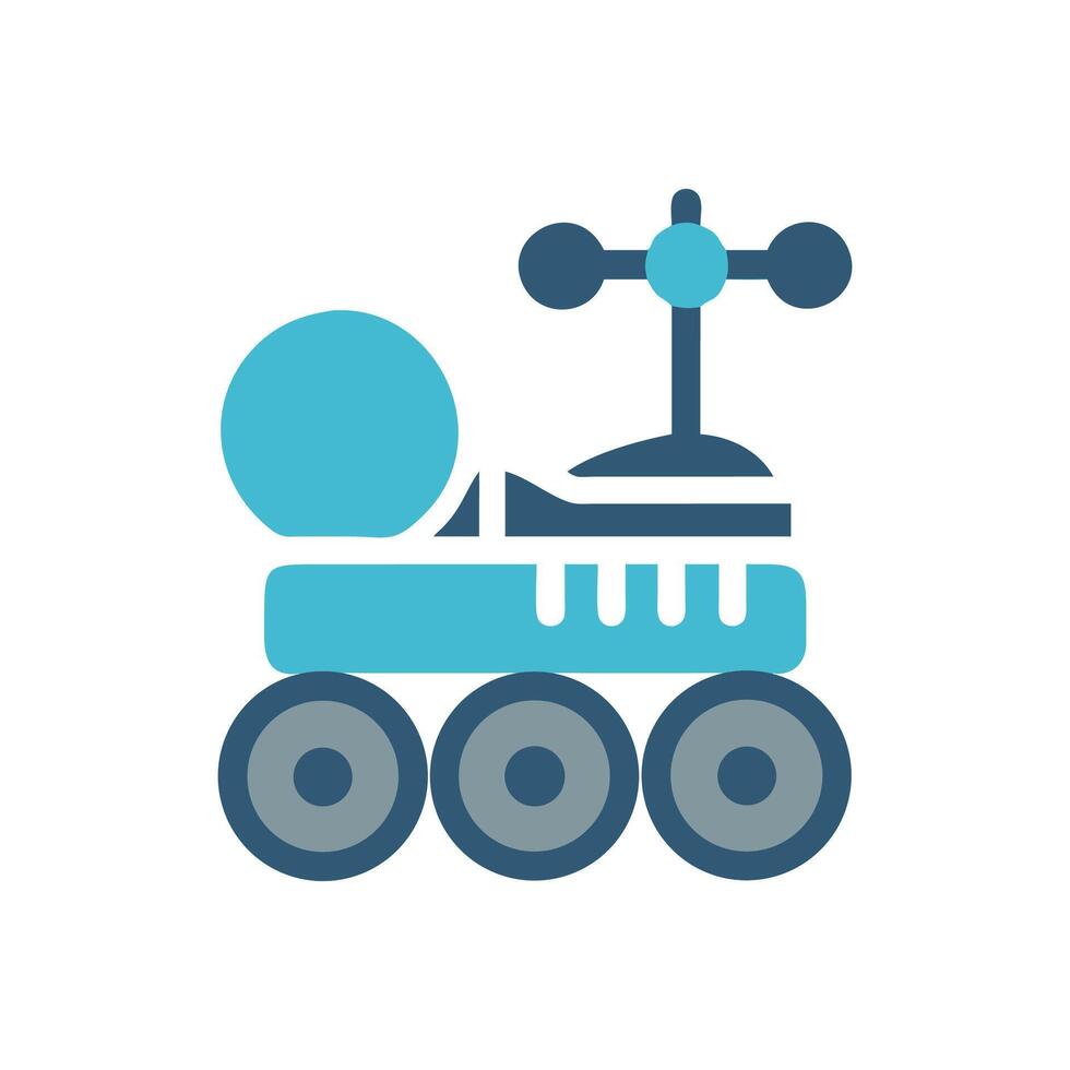 Mars Rover Icon Robotic Exploration Vehicle on Black vector
