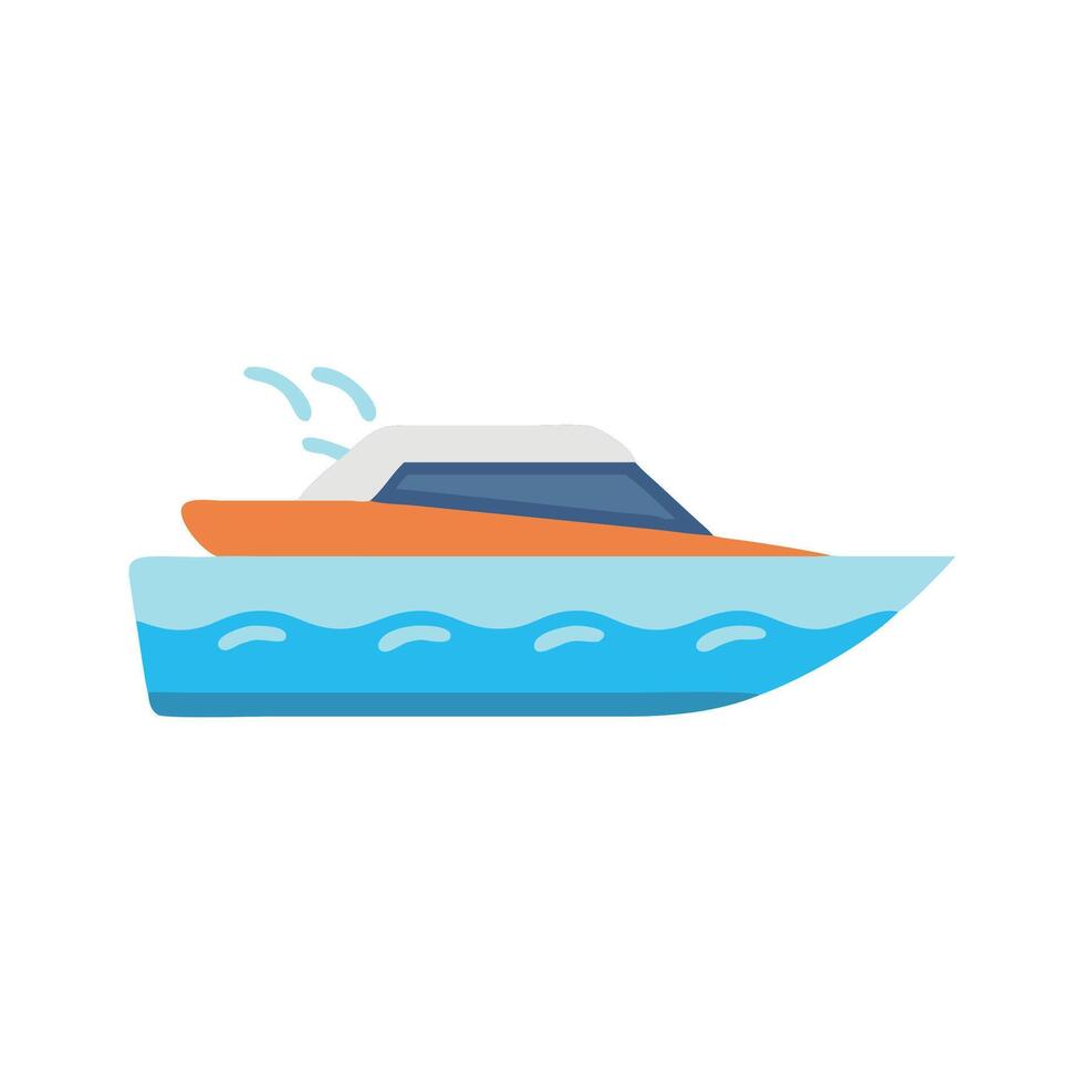 Cartoon boat illustration on black background, boat drawing vector