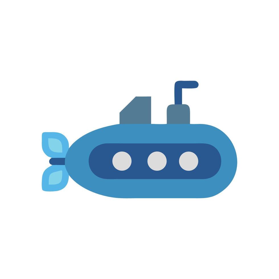 Cartoon Blue Submarine Illustration on a Black Background vector