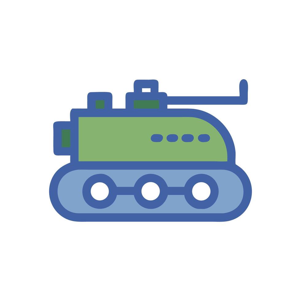 Cartoon tracked vehicle illustration in blue and green vector
