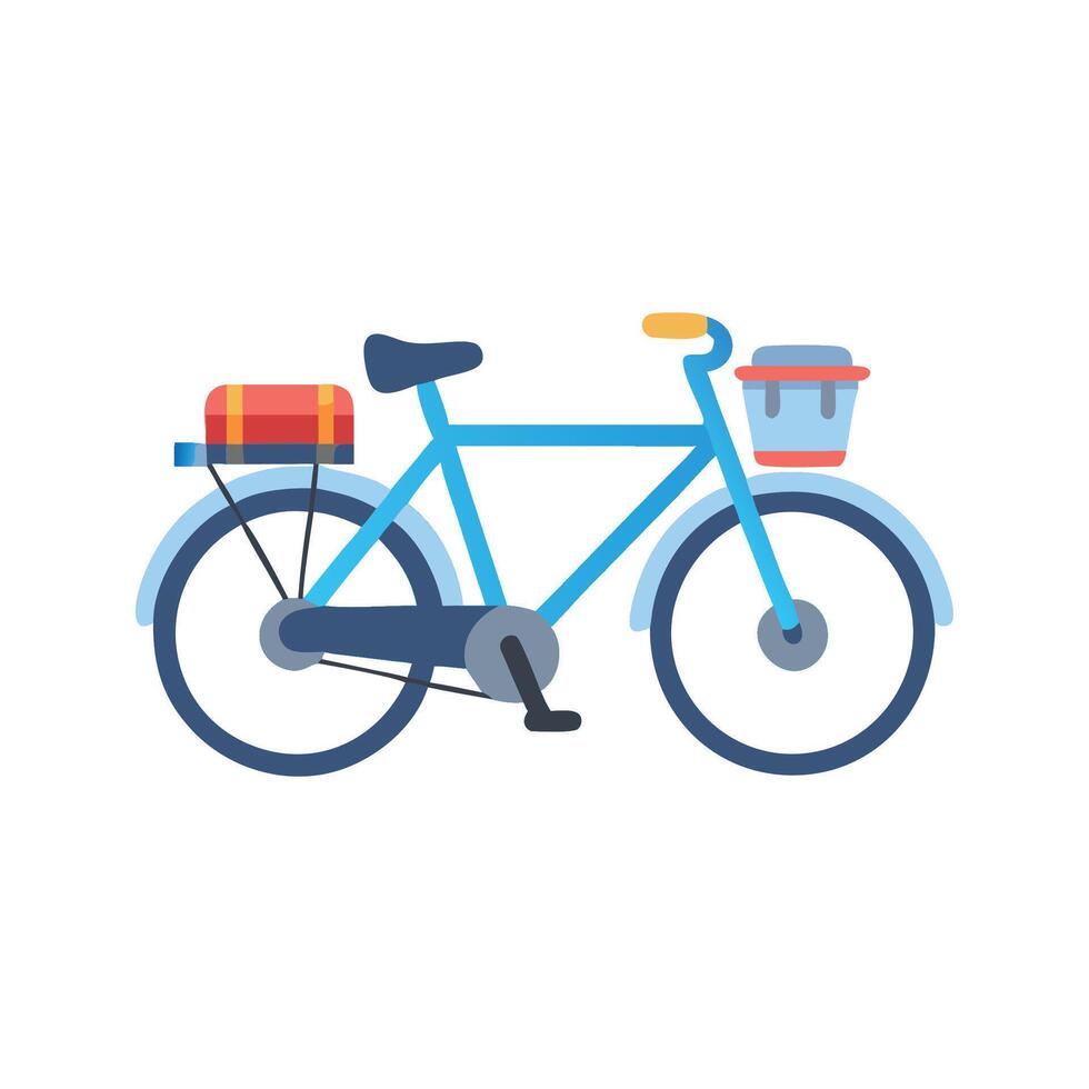 Blue Bicycle with Basket and Rack on Black vector