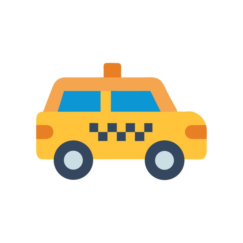 Simple, Colorful Taxi Cab Illustration on Black Background vector