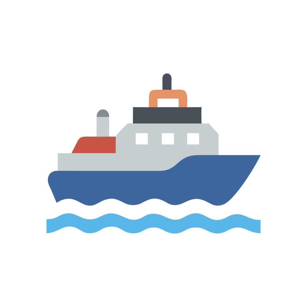 Ship Icon on the Water Boat Illustration vector