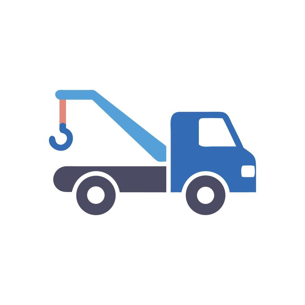 Blue Tow Truck Illustration on Black Background Image vector