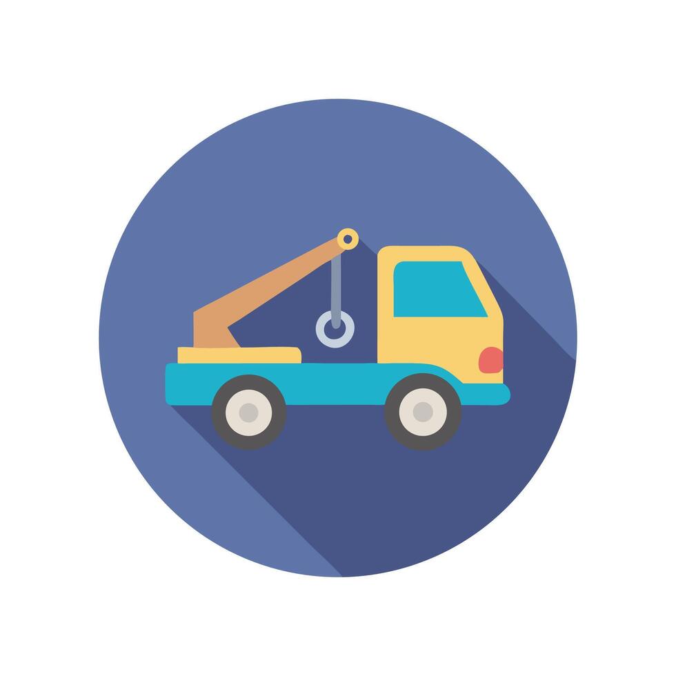 Flat Design Illustration of Tow Truck in Circle vector