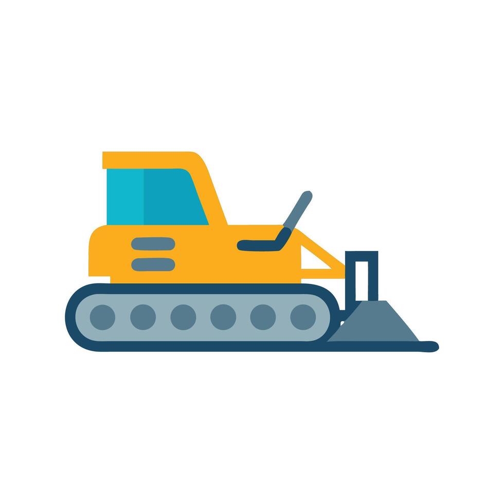 Yellow and Blue Bulldozer Icon on Black Background vector