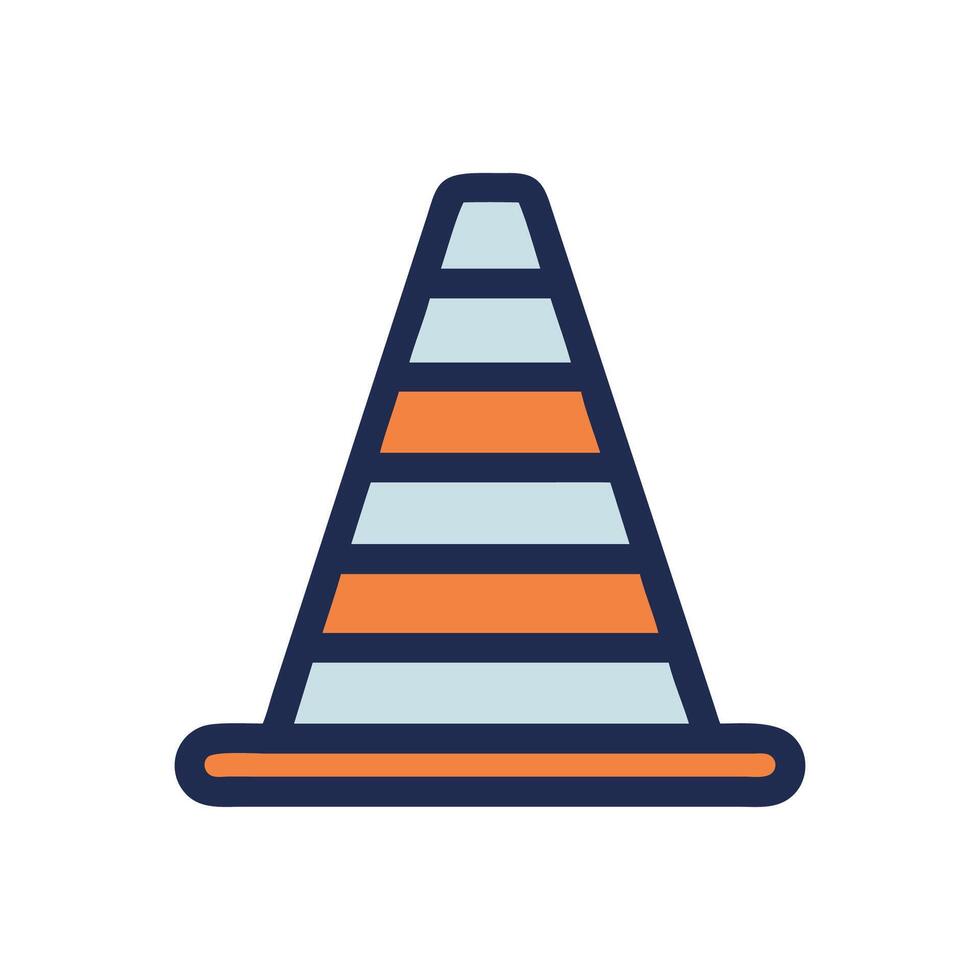 Orange and white striped traffic cone illustration graphic vector