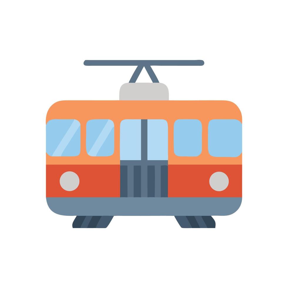 Retro tram illustration on black background, public transportation vector