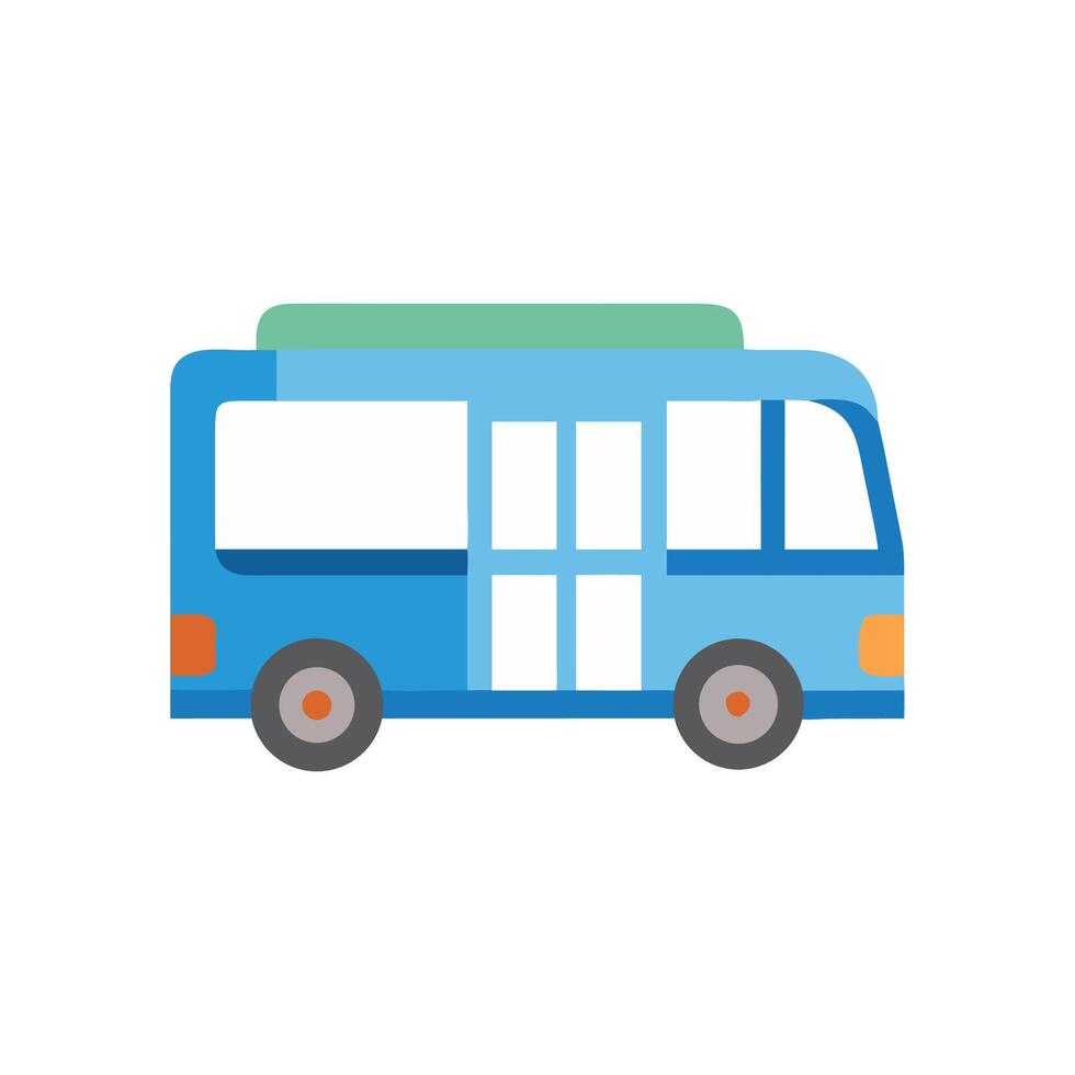 Cartoon Blue Bus Illustration on a Black Background vector