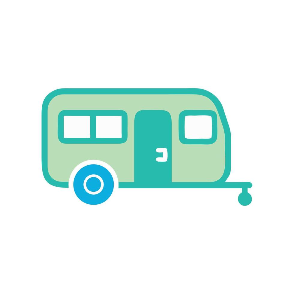 Cute Cartoon Caravan on Black Background Illustration vector
