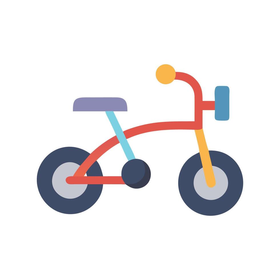 Colorful Minimalist Tricycle Illustration on Black Background, Icon vector