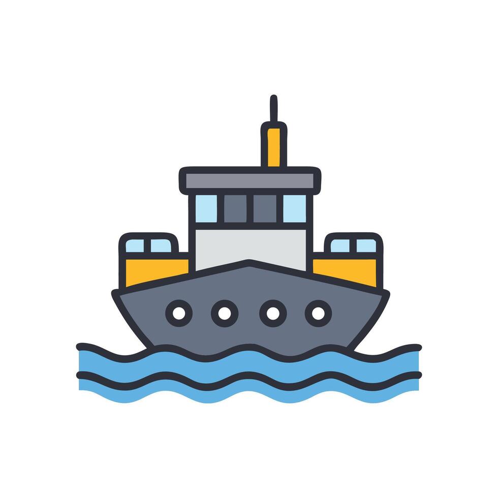 Cartoon Ship on Water Illustration, Maritime Transportation vector