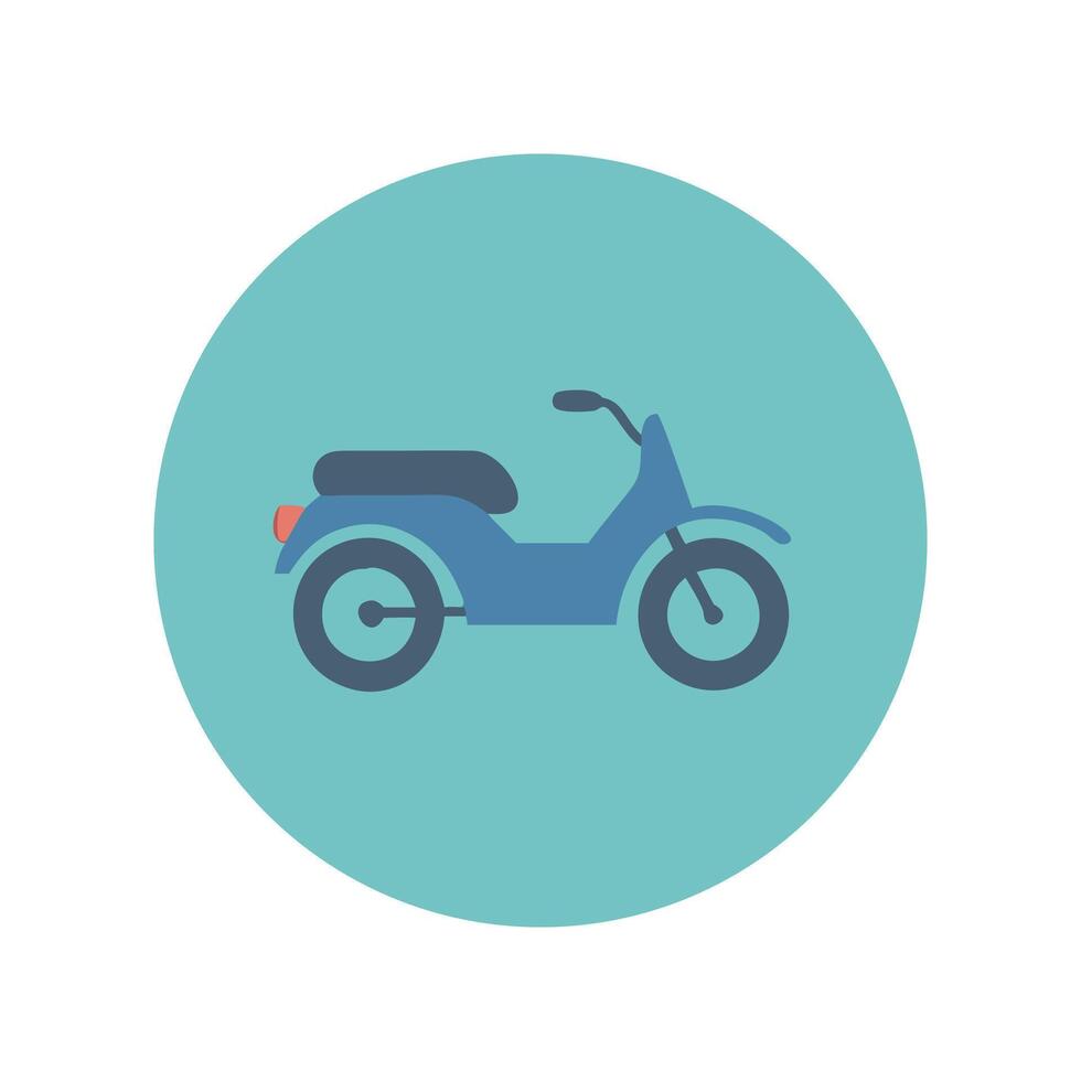 Retro blue scooter illustration on teal background vector