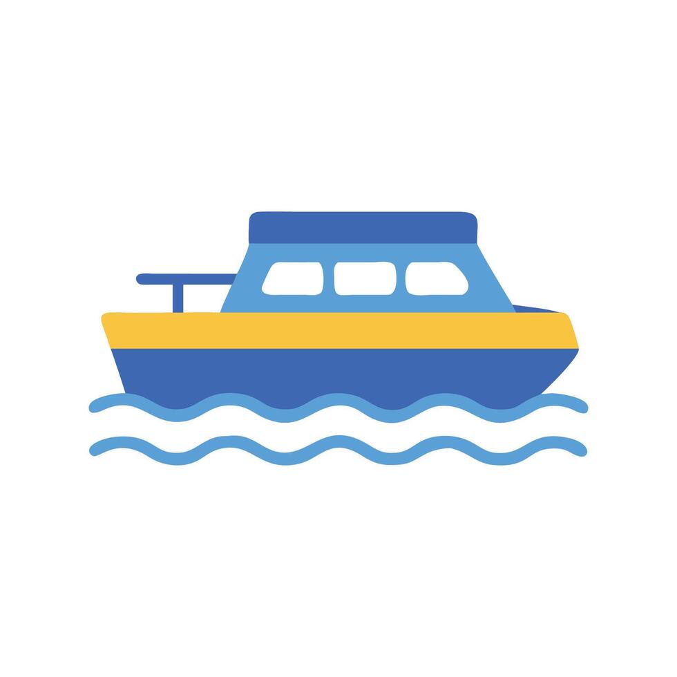 Cartoon Boat on the Water Illustration Design vector