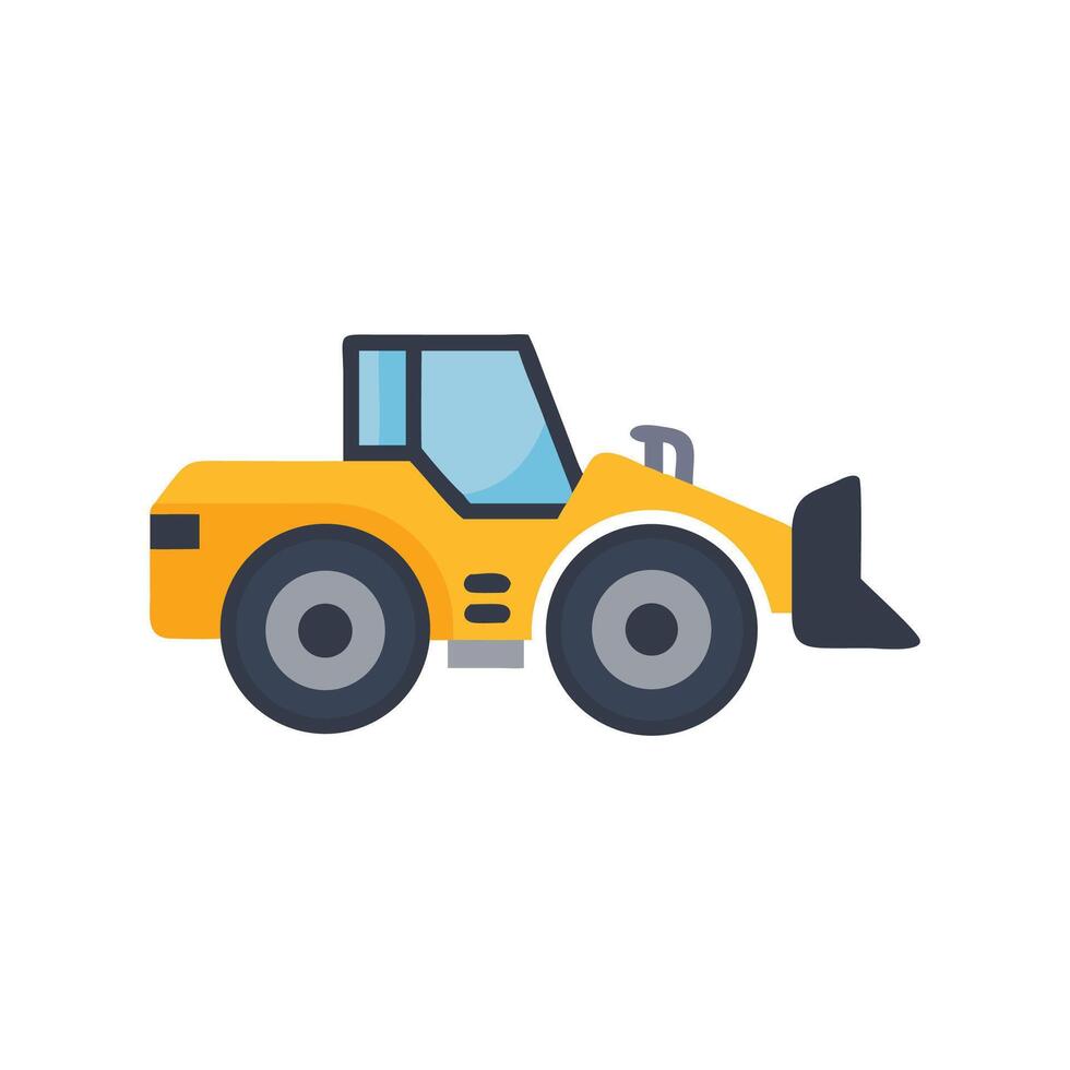 Yellow Skid Steer Loader Cartoon Image on Black Background vector