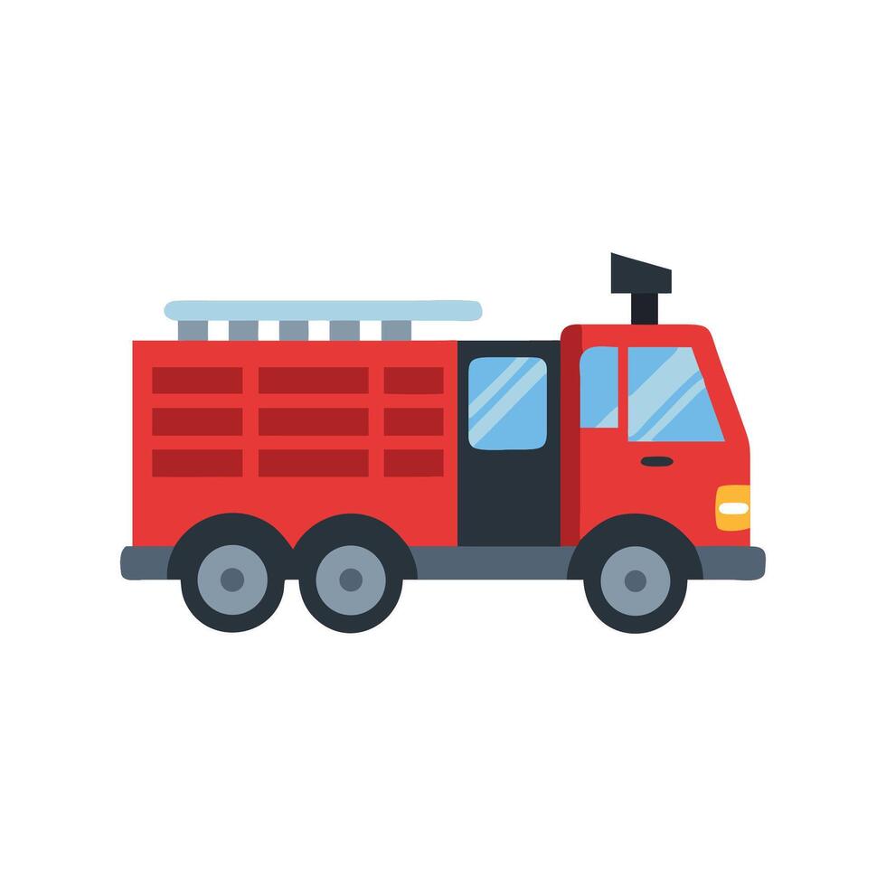 Illustration of a bright red fire truck on black vector