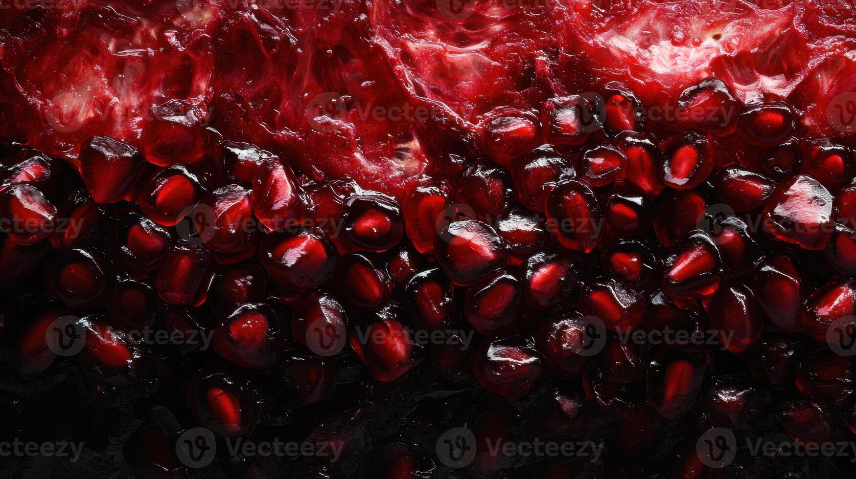 Pomegranate Seeds Close Up. Red Juicy Seeds. Fruit Texture Background. Fresh Pomegranate Detail. Dark Red Pomegranate Arils. Healthy Food. Pomegranate Pulp Detail. photo