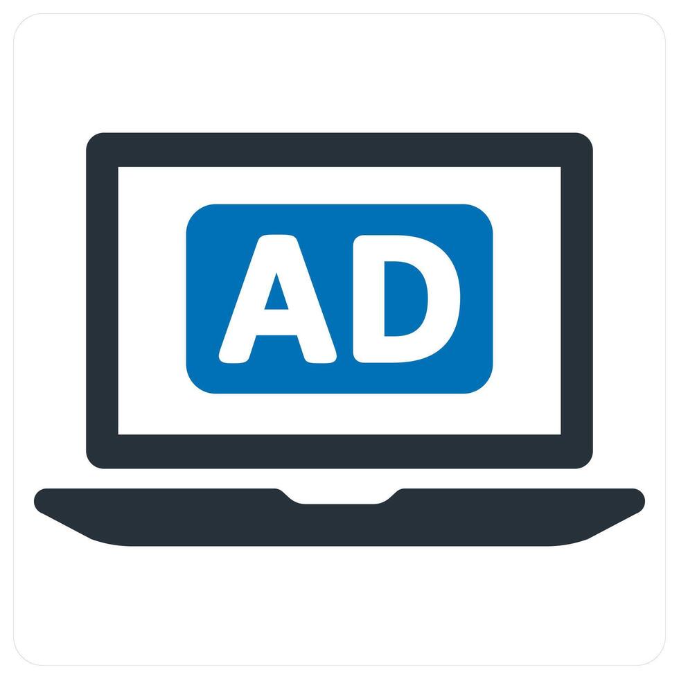 Laptop AD and advertisement icon concept vector