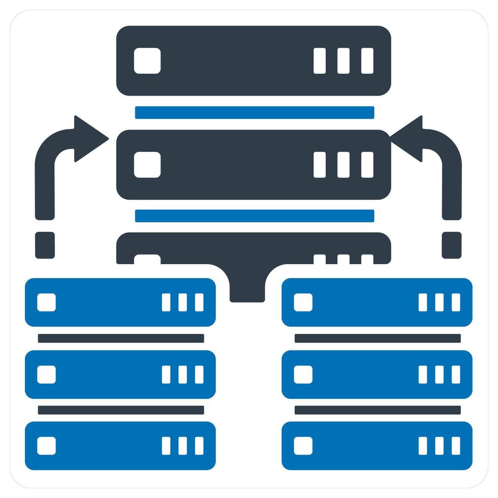 Hosting Server and database icon concept in blue color vector