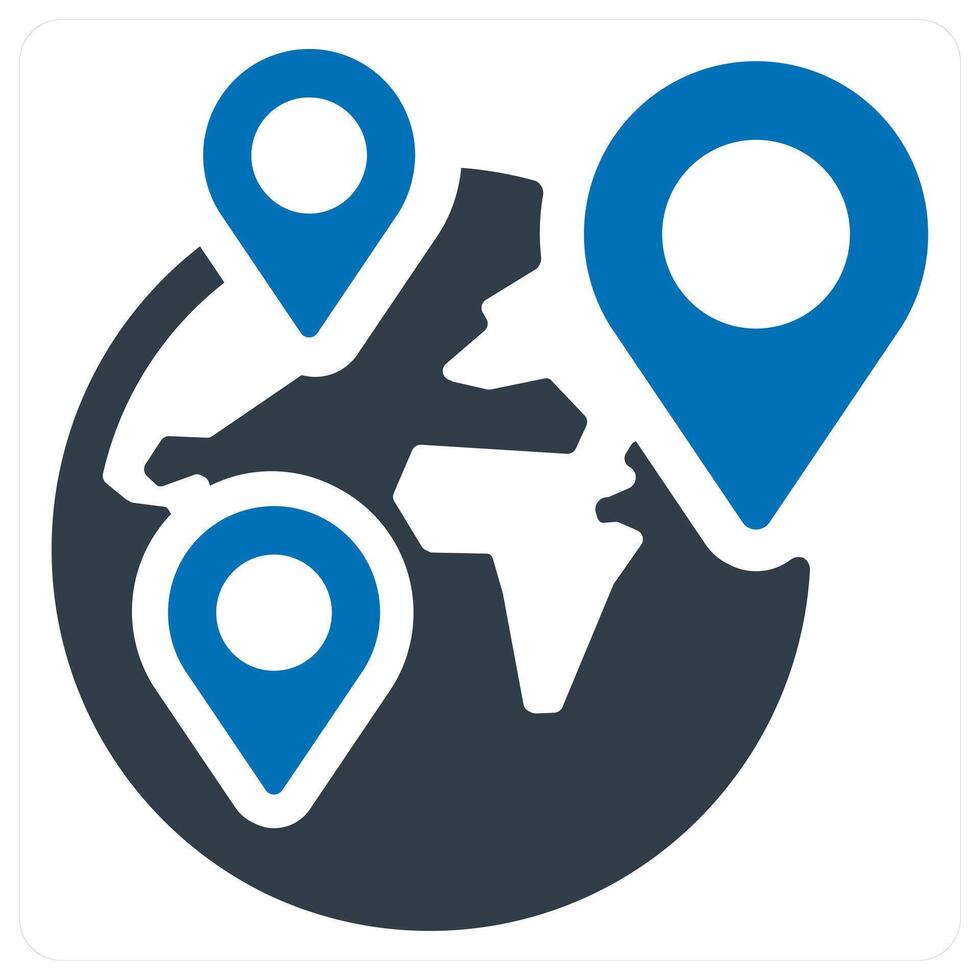 global location and Big data icon concept in blue color vector