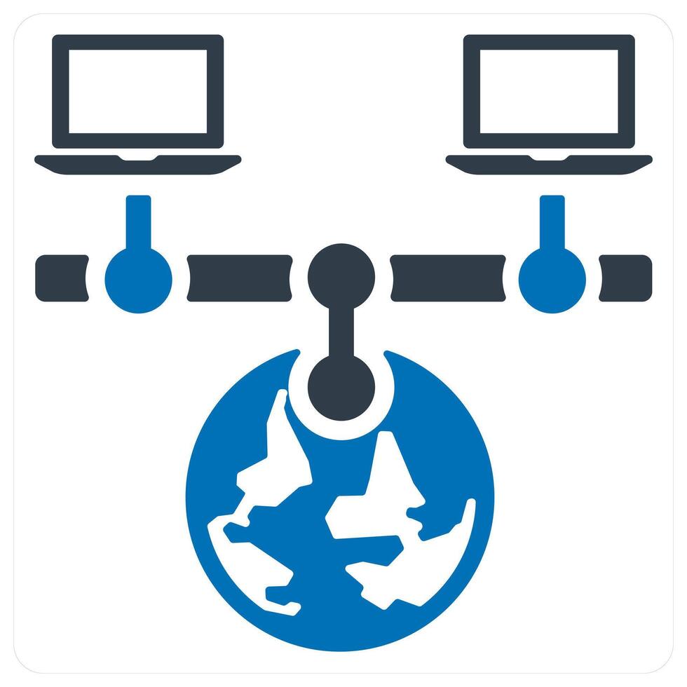 global server and Big data icon concept in blue color vector