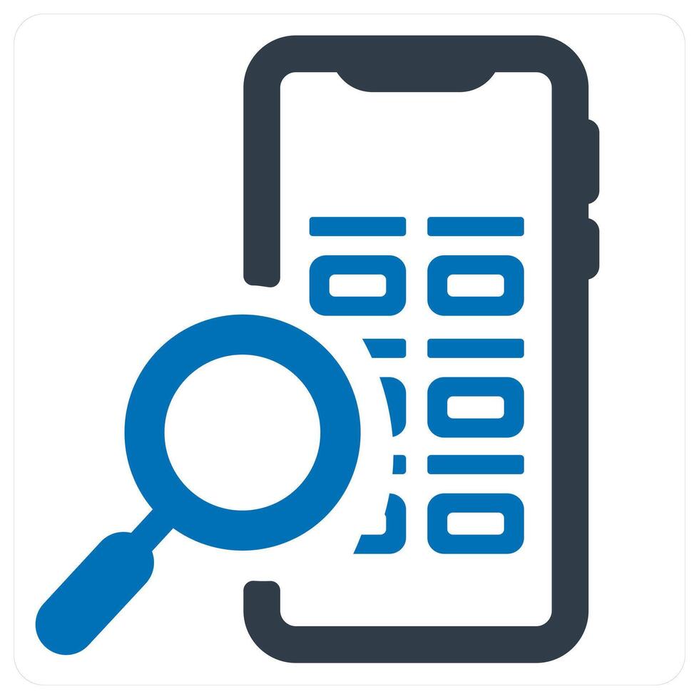 mobile search and find icon concept in blue color vector