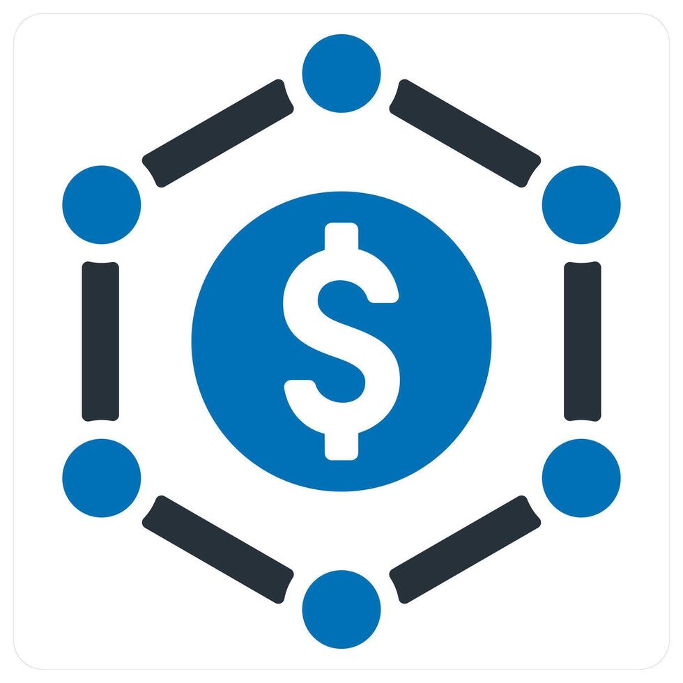 Network and bank icon concept in blue color vector