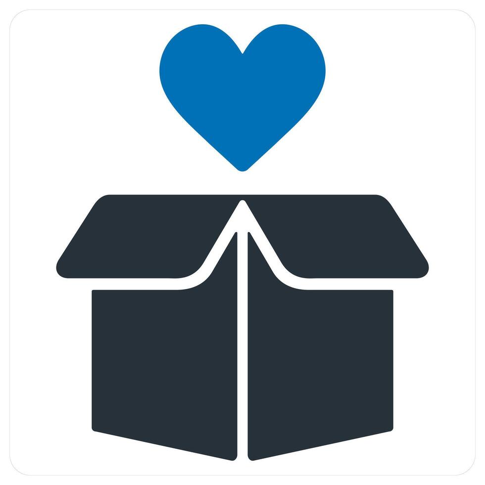 Charity Box and donate icon concept in blue color vector