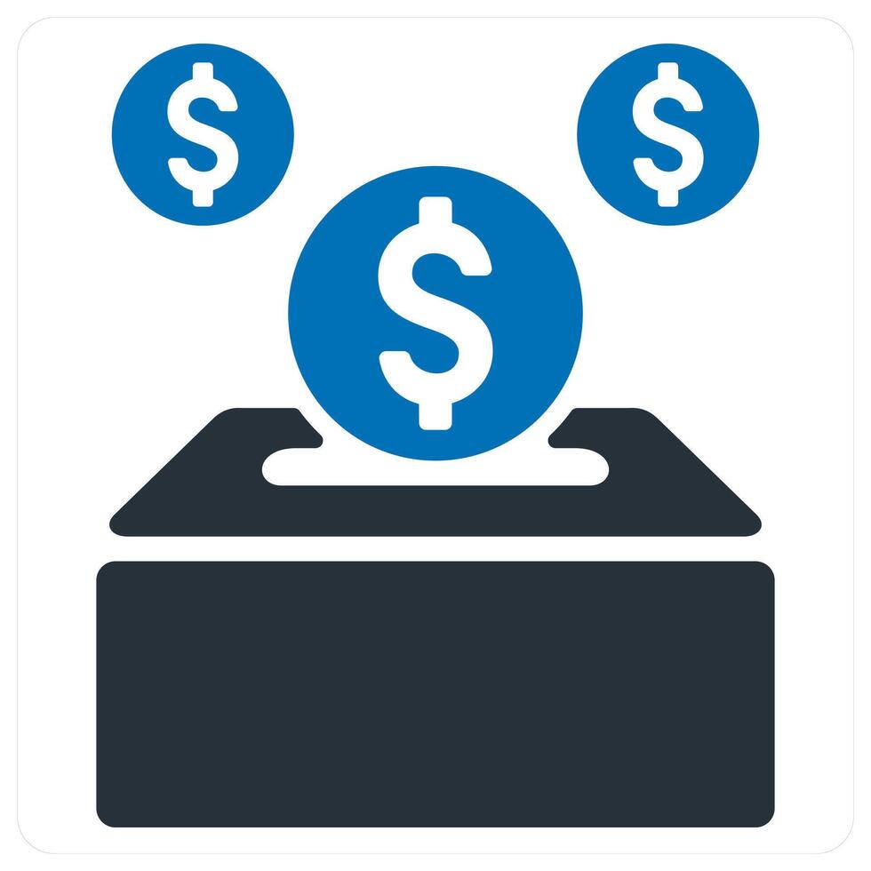 Charity Box and donation icon concept in blue color vector