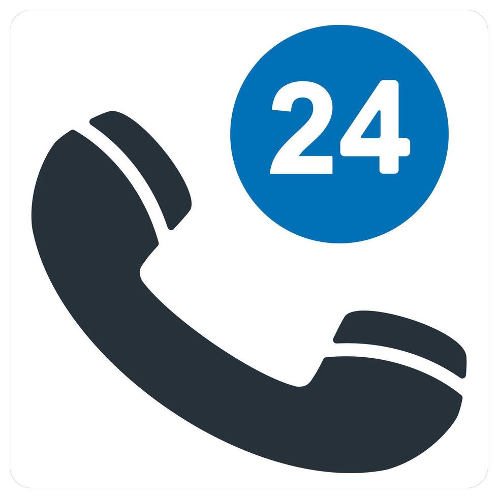 24x7 call and service icon concept in blue color vector