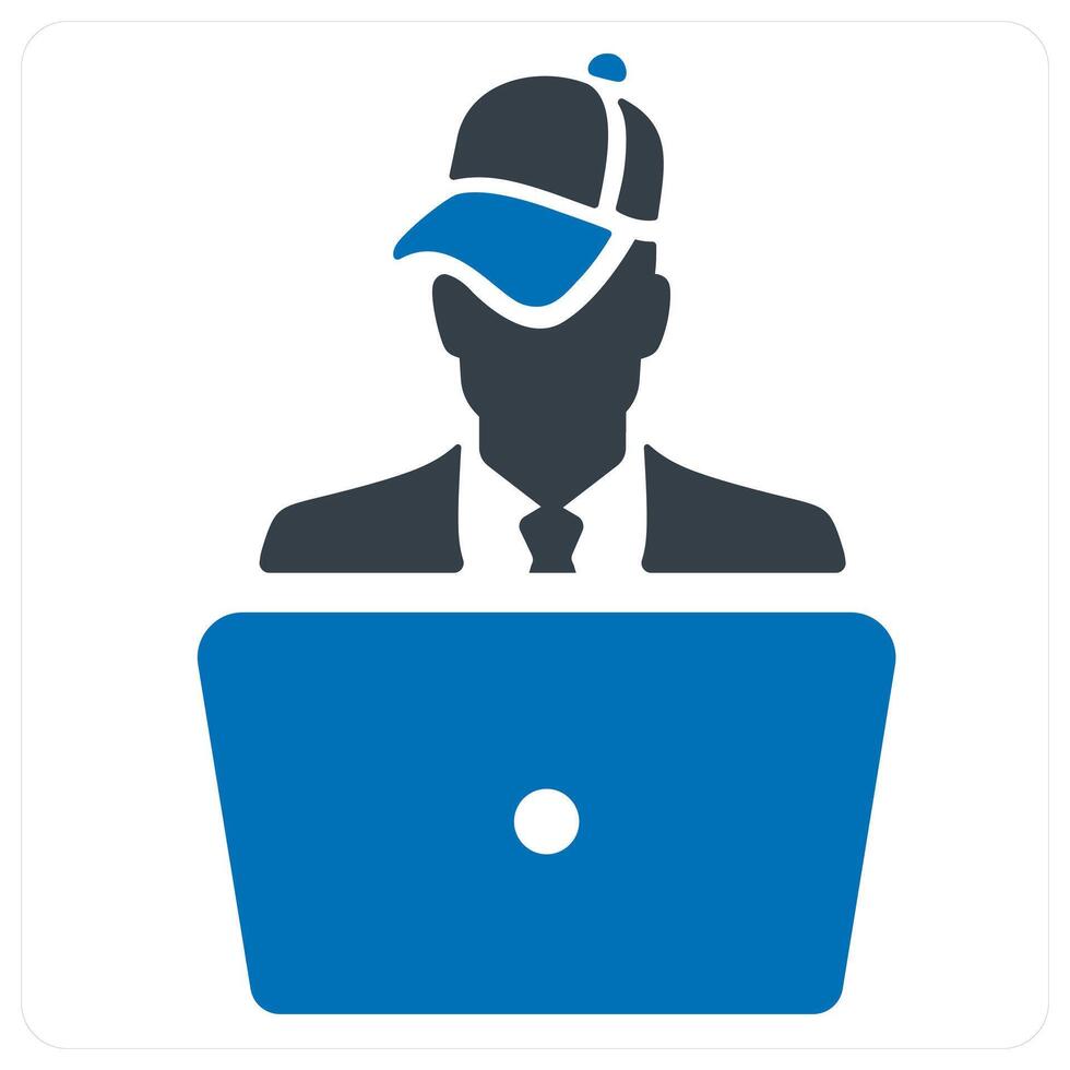 customer care and support icon concept in blue color vector